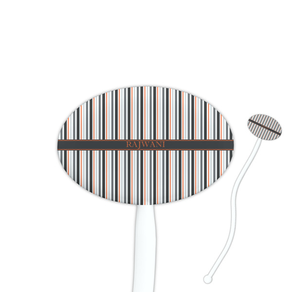 Custom Gray Stripes Oval Stir Sticks (Personalized)