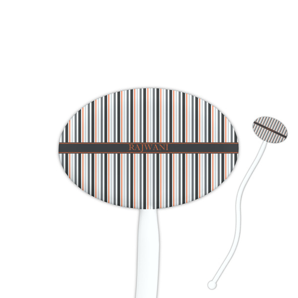Custom Gray Stripes Oval Plastic Stir Sticks (Personalized)