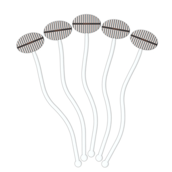 Gray Stripes White Plastic 7" Stir Stick - Oval - Fan
