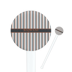 Gray Stripes 7" Round Plastic Stir Sticks - White - Single Sided (Personalized)
