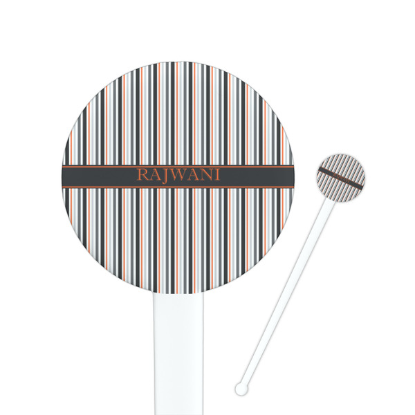 Custom Gray Stripes 7" Round Plastic Stir Sticks - White - Double Sided (Personalized)