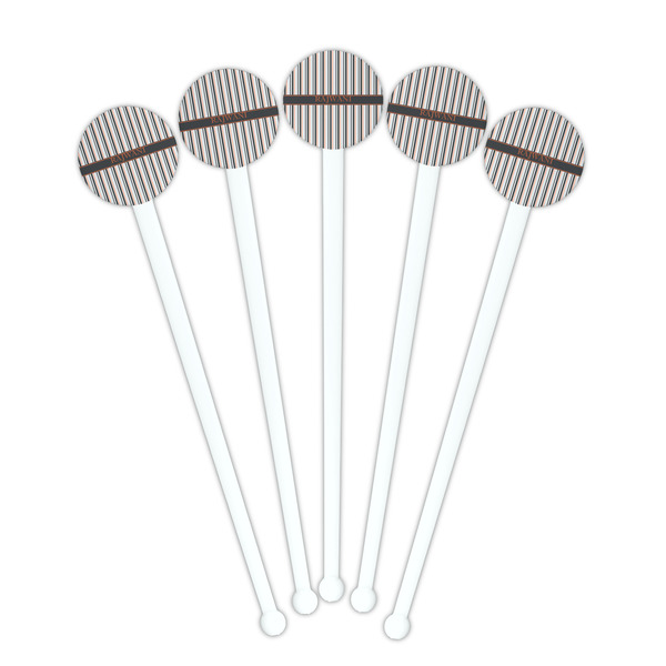 Gray Stripes White Plastic 7" Stir Stick - Round - Fan View