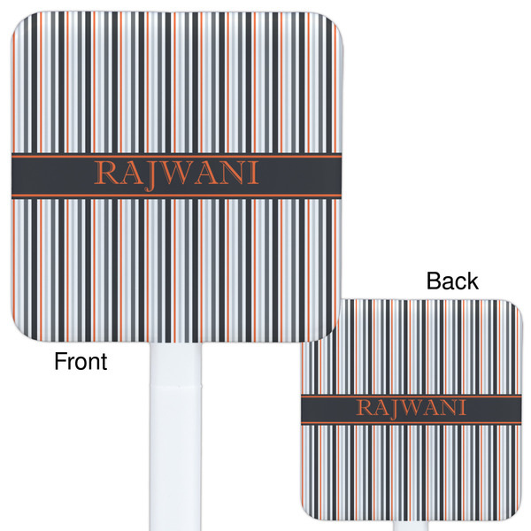 Gray Stripes White Plastic Stir Stick - Double Sided - Approval