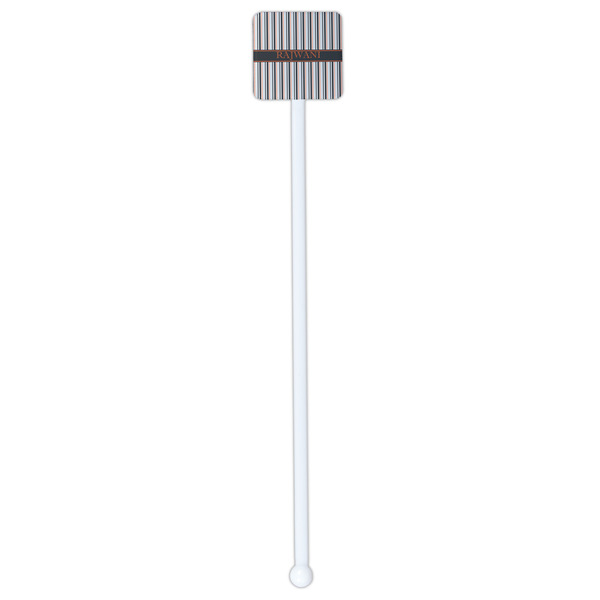 Gray Stripes White Plastic Stir Stick - Double Sided - Square - Single Stick