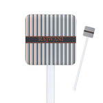 Gray Stripes Square Plastic Stir Sticks - Single Sided (Personalized)
