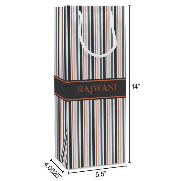 Gray Stripes Wine Gift Bag - Dimensions