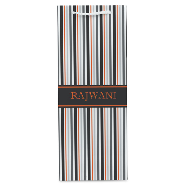 Gray Stripes Wine Gift Bag - Gloss - Front