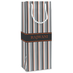 Gray Stripes Wine Gift Bags (Personalized)
