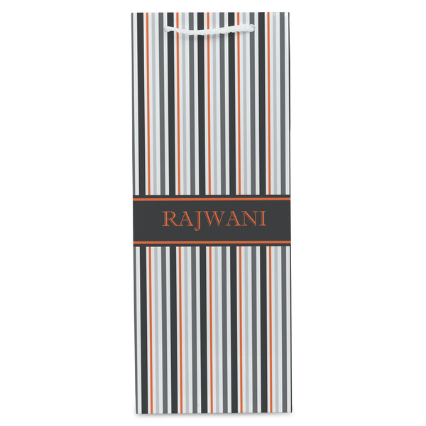 Gray Stripes Wine Gift Bag - Matte - Front