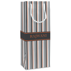 Gray Stripes Wine Gift Bags - Matte (Personalized)