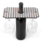 Gray Stripes Wine Bottle & Glass Holder (Personalized)