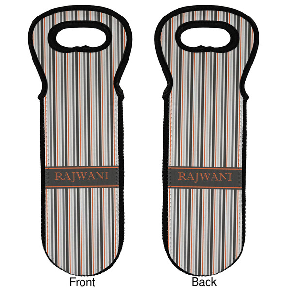 Gray Stripes Wine Tote Front & Back