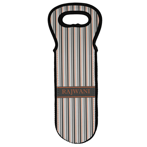Custom Gray Stripes Wine Tote Bag (Personalized)