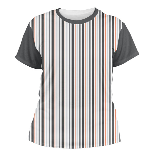 Custom Gray Stripes Women's Crew T-Shirt