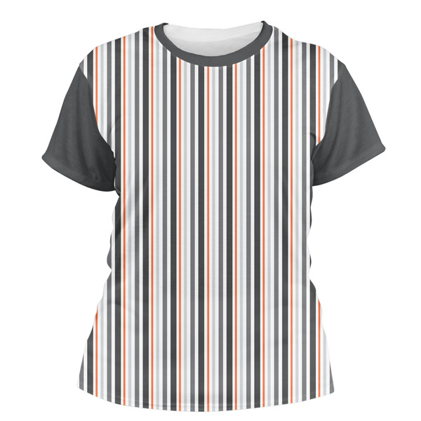 Custom Gray Stripes Women's Crew T-Shirt - X Large