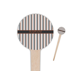 Gray Stripes 4" Round Wooden Food Picks - Double Sided (Personalized)
