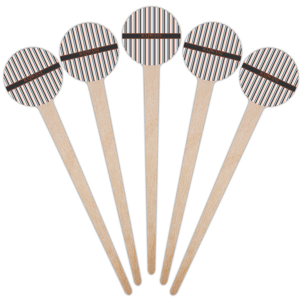 Gray Stripes Wooden 4" Food Pick - Round - Fan View