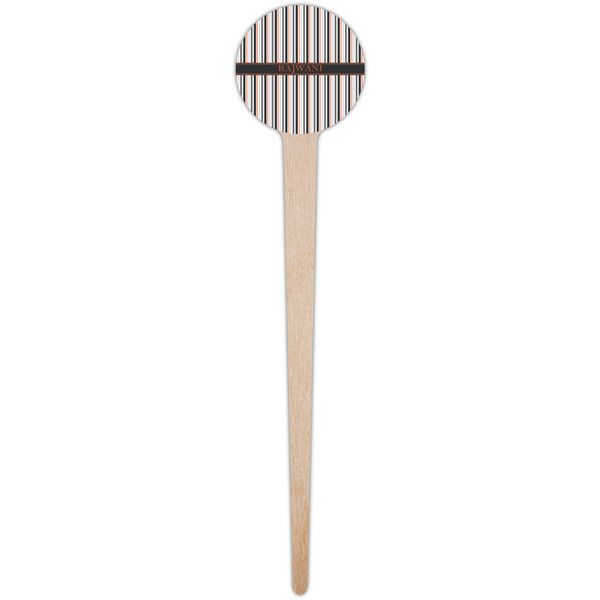 Gray Stripes Wooden 4" Food Pick - Round - Single Pick