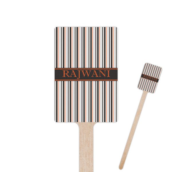 Custom Gray Stripes 6.25" Rectangle Wooden Stir Sticks - Single Sided (Personalized)