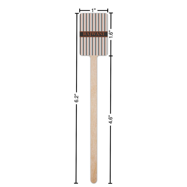 Gray Stripes Wooden 6.25" Stir Stick - Rectangular - Dimensions