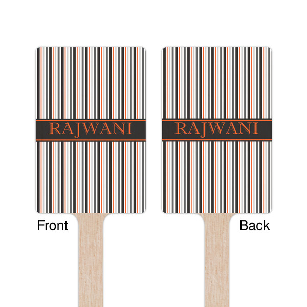 Gray Stripes Wooden 6.25" Stir Stick - Rectangular - Double Sided - Front & Back