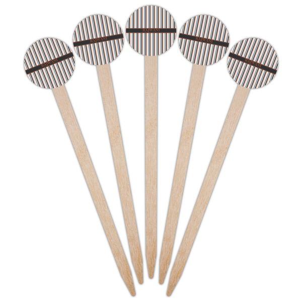 Gray Stripes Wooden 6" Food Pick - Round - Fan View