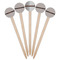 Gray Stripes Wooden 6" Food Pick - Round - Fan View