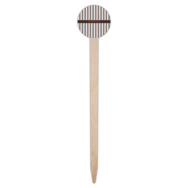 Gray Stripes Wooden 6" Food Pick - Round - Single Pick