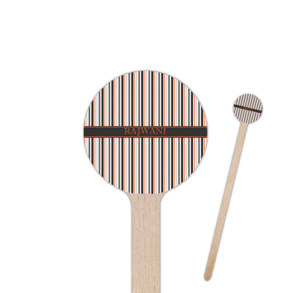 Custom Gray Stripes Round Wooden Stir Sticks (Personalized)
