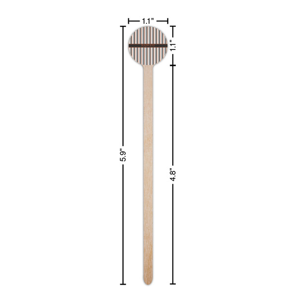 Gray Stripes Wooden 6" Stir Stick - Round - Dimensions