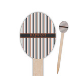 Gray Stripes Oval Wooden Food Picks - Single Sided (Personalized)