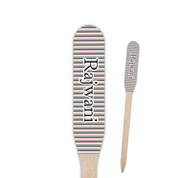Custom Gray Stripes Paddle Wooden Food Picks - Double Sided (Personalized)