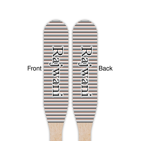 Gray Stripes Wooden Food Pick - Paddle - Double Sided - Front & Back