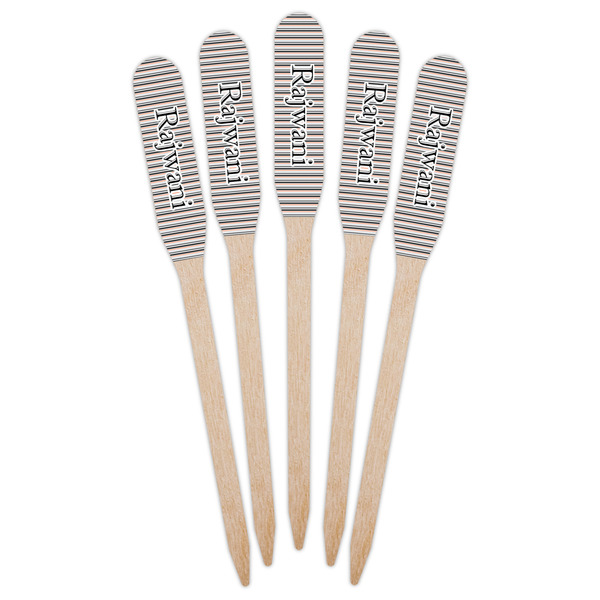 Gray Stripes Wooden Food Pick - Paddle - Fan View