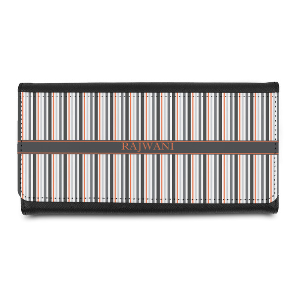 Custom Gray Stripes Leatherette Ladies Wallet (Personalized)