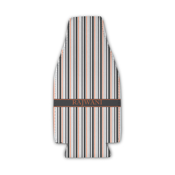 Custom Gray Stripes Zipper Bottle Cooler (Personalized)