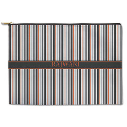 Gray Stripes Zipper Pouch (Personalized)