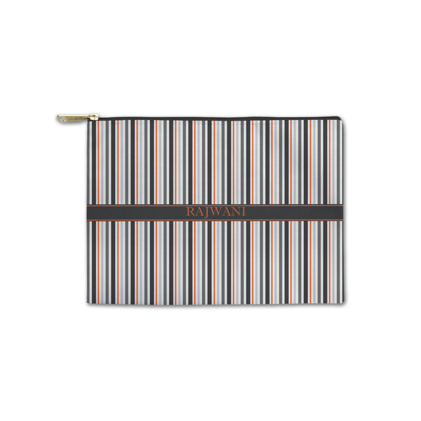 Custom Gray Stripes Zipper Pouch - Small - 8.5"x6" (Personalized)