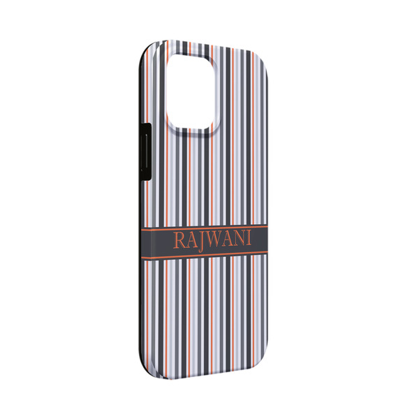 Custom Gray Stripes iPhone Case - Rubber Lined - iPhone 13 Mini (Personalized)