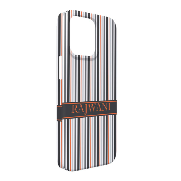 Custom Gray Stripes iPhone Case - Plastic - iPhone 13 Pro Max (Personalized)