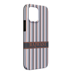 Gray Stripes iPhone Case - Rubber Lined - iPhone 13 Pro Max (Personalized)