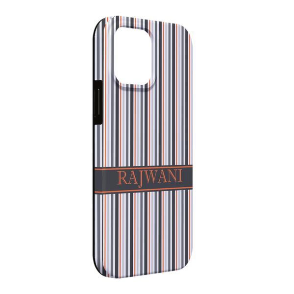 Custom Gray Stripes iPhone Case - Rubber Lined - iPhone 13 Pro Max (Personalized)