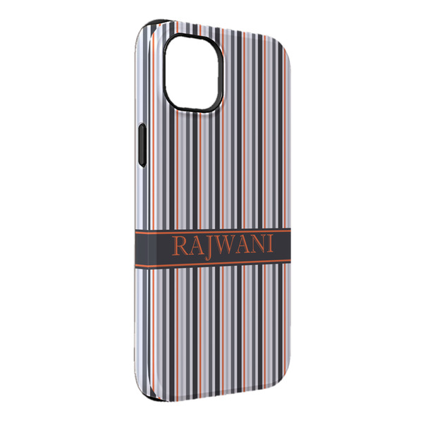 Custom Gray Stripes iPhone Case - Rubber Lined - iPhone 14 Plus (Personalized)