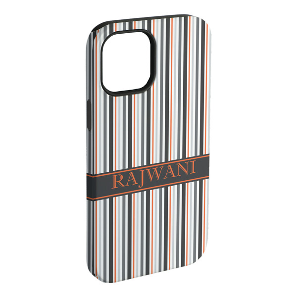 Custom Gray Stripes iPhone Case - Rubber Lined - iPhone 15 Plus (Personalized)