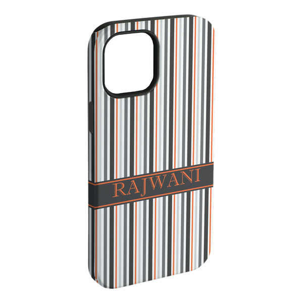 Custom Gray Stripes iPhone Case - Rubber Lined (Personalized)