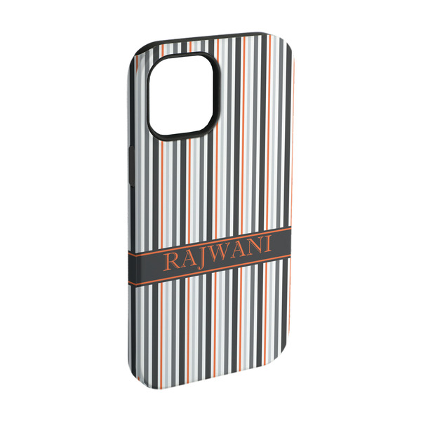 Custom Gray Stripes iPhone Case - Rubber Lined - iPhone 15 Pro (Personalized)