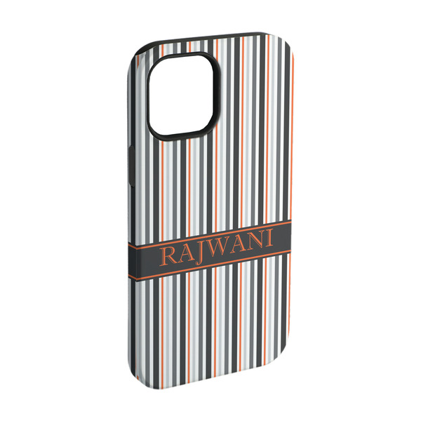 Custom Gray Stripes iPhone Case - Rubber Lined - iPhone 15 (Personalized)