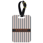 Gray Stripes Metal Luggage Tag w/ Name or Text