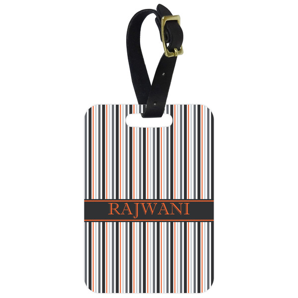 Custom Gray Stripes Metal Luggage Tag w/ Name or Text