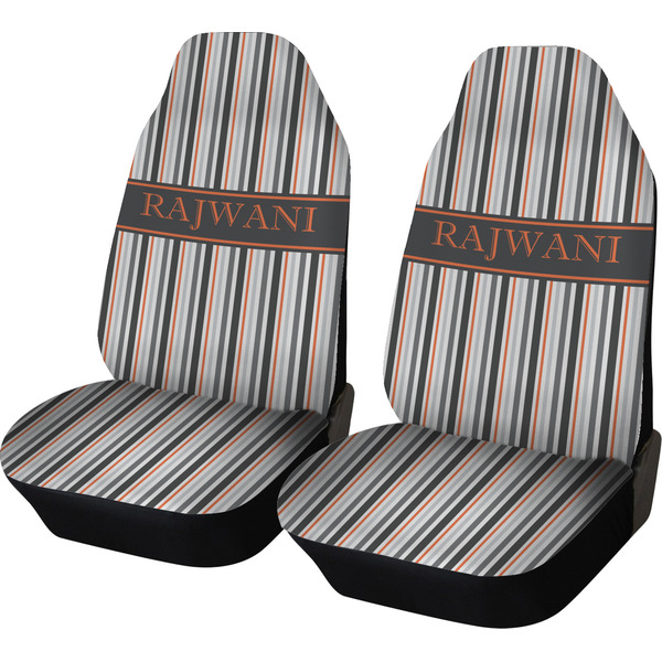 Custom Gray Stripes Car Seat Covers (Set of Two) (Personalized)